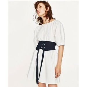 Zara corset-like poplin dress with corset belt